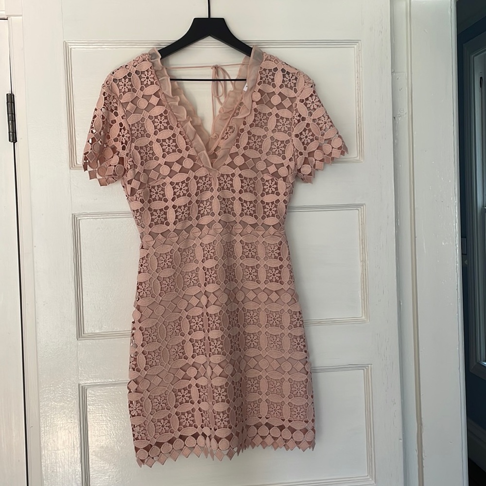 Sandro Mini Dress Lace Pink - S